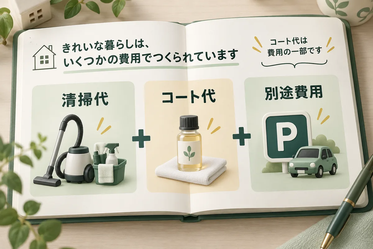 清掃代の枠にコート代と別途費用を加える見積もりの図