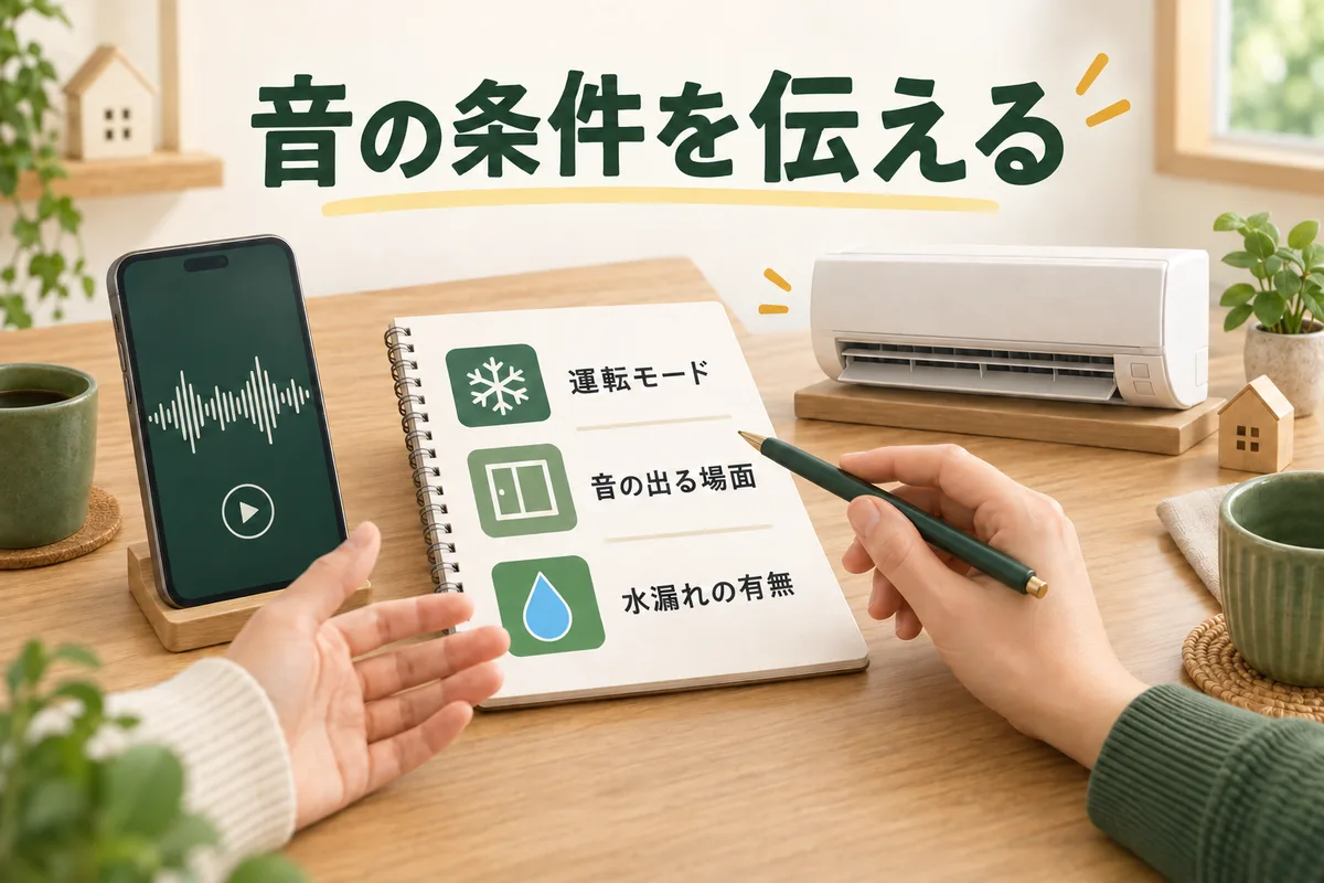 記録した症状を清掃・設置・修理の相談へ振り分ける図