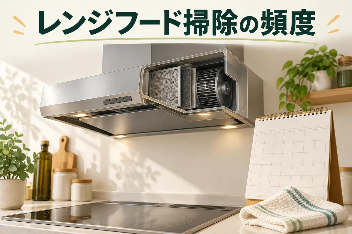 レンジフードと、お手入れ予定を考えるカレンダーの図