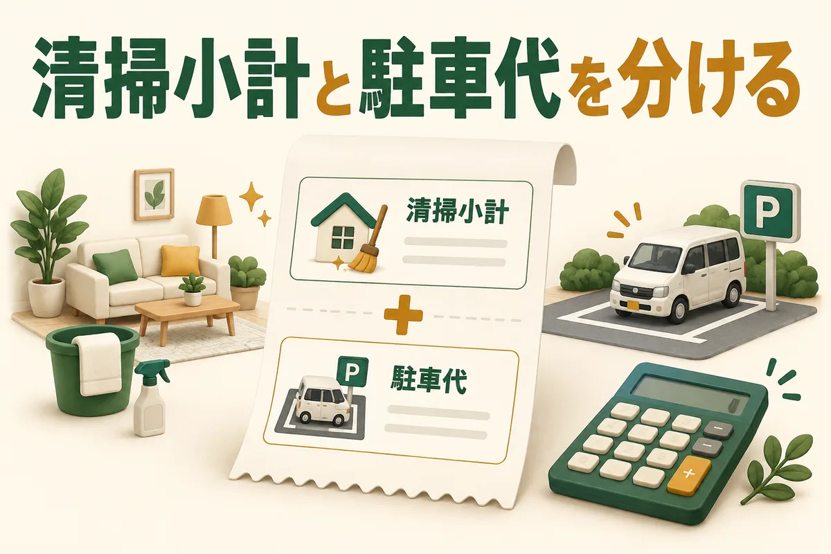 清掃小計と駐車代を分けて足す明細の図