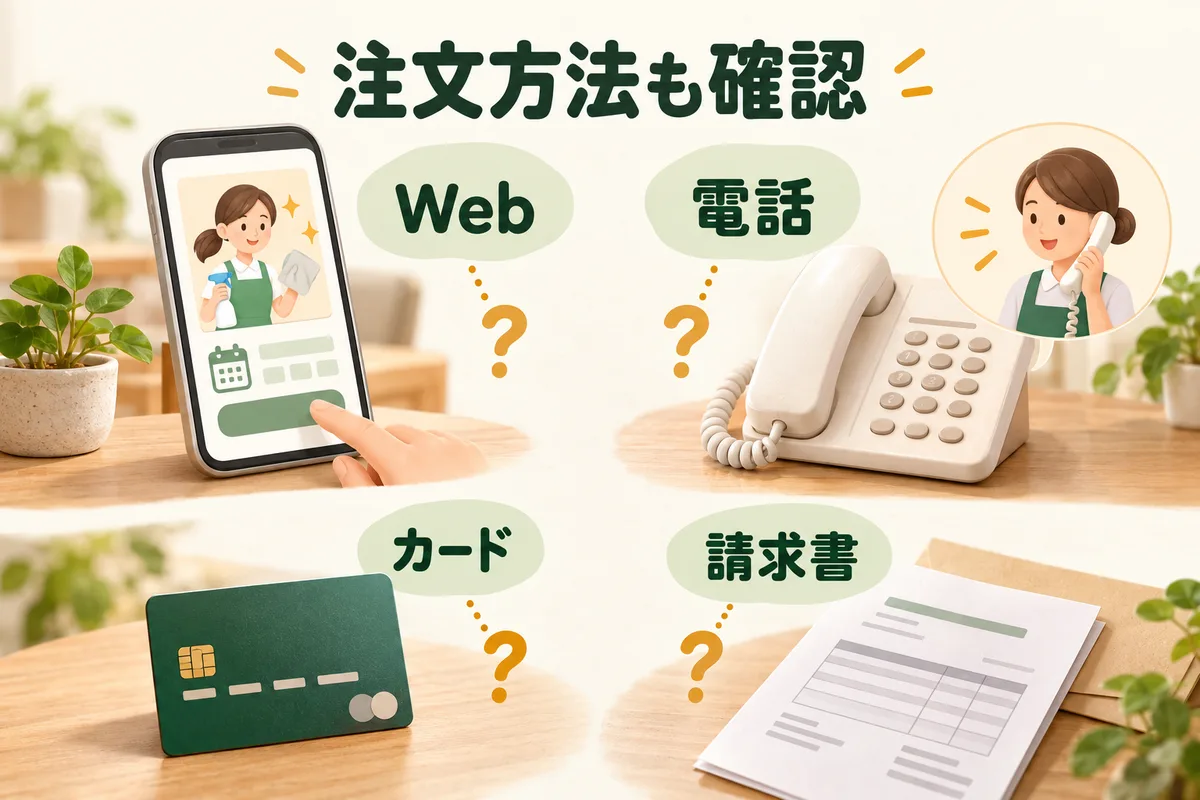 Webと電話の申込み方法により使える決済が違うか確かめる図
