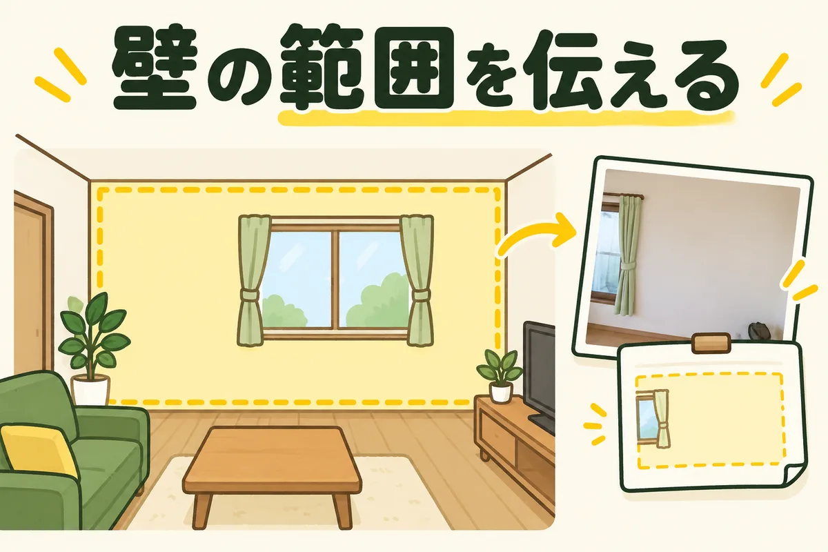 清掃したい壁面を囲み、部屋の写真と位置を伝える図