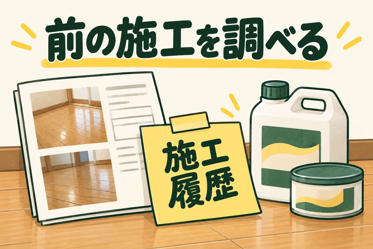床の施工記録と使用用品を確かめる図