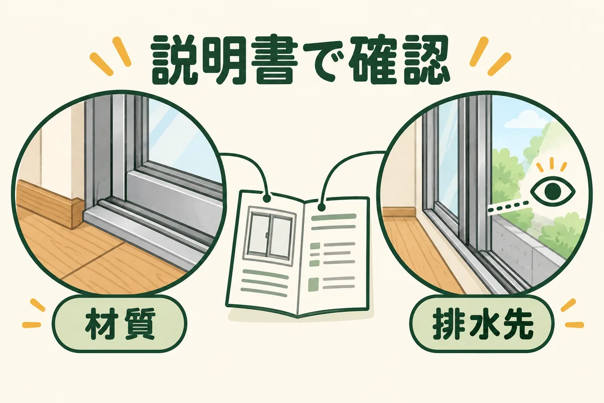 窓の材質と排水先を説明書で確かめる二つの確認